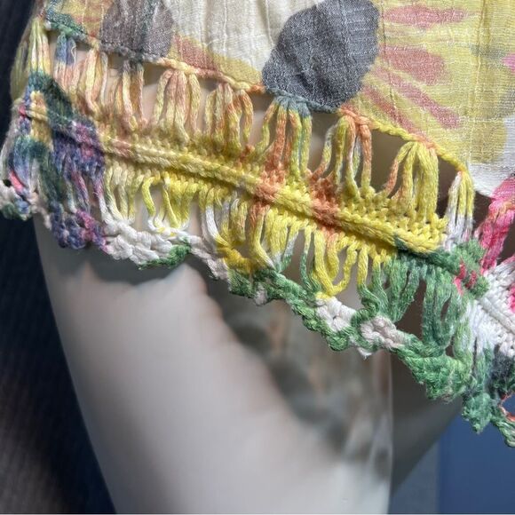 RAIN Crochet Multi-colored Tunic Top Size Small Bohemian Spring 3/4 Sleeve - Picture 4 of 11